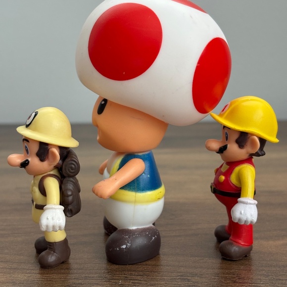 Set of 3 Nintendo Super Mario Bros TOAD MARIO Action Figures Toy Cake Topper Set - Picture 8 of 12